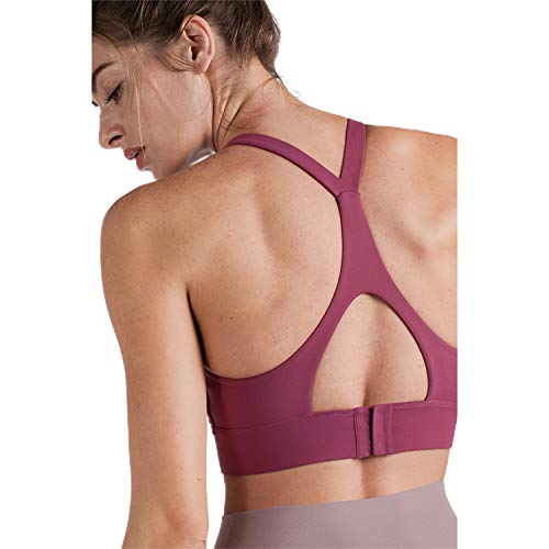 TSWRK Sport BH Push Up: Damen Bustier Gepolstert Damen Sport BH starker Halt Yoga Bra Rücken Jogging Gym Fitness BH Y-Rücken Rosarot M von TSWRK