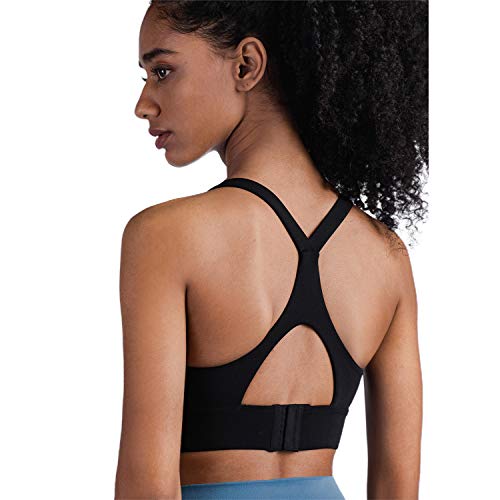 TSWRK Sport BH Push Up: Damen Bustier Gepolstert Damen Sport BH starker Halt Yoga Bra Rücken Jogging Gym Fitness BH Y-Rücken Schwarz XL von TSWRK