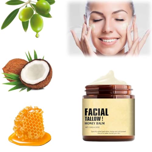 Whipped Beef Tallow And Honey Balm,Grass Fed Grass Finished Organic Face Cream,4.23oz Tallow Face Moisturizer,Beef Tallow For Skin,Body Cream,Skin Care And Lip Balm (1pcs) von TSYIDUI