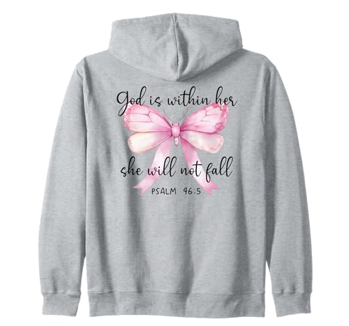 God is Within Her She Will Not Fall Girl Pink Bow Psalm 46:5 Kapuzenjacke God is Within Her She Will Not Fall Girl Pink Bow Psalm 46:5 Kapuzenjacke von TShirt God is Within Her Bow Phone Case Pink Shirt