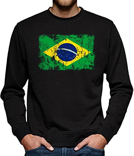 Brasilien Vintage Flagge Fahne Sweatshirt Pullover Herren XXL Schwarz von TShirt-People