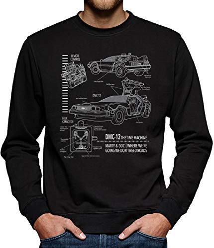 DMC-12 Blueprint Sweatshirt Pullover Herren L Schwarz von TShirt-People