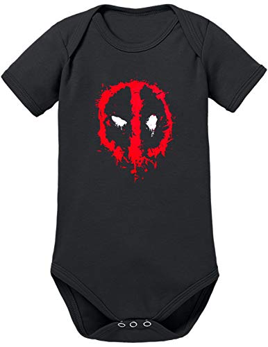 Deadpool Logo Baby Body 56 Schwarz von TShirt-People