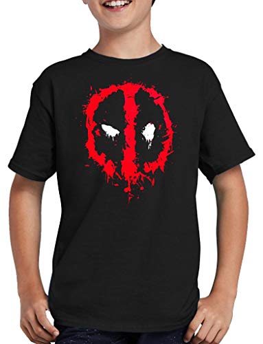 Deadpool Logo T-Shirt Kinder 152/164 Schwarz von TShirt-People