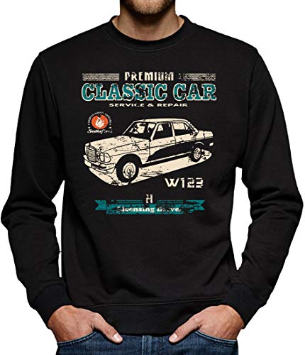 Oldtimer Typ W123 Youngtimer Benz Sweatshirt Pullover Herren S Schwarz von TShirt-People