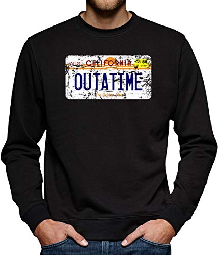 Outatime License Plate Sweatshirt Pullover Herren L Schwarz von TShirt-People