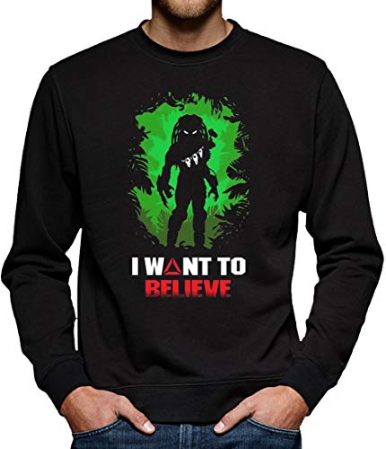 Predator I Want to Believe Sweatshirt Pullover Herren 4XL Schwarz von TShirt-People