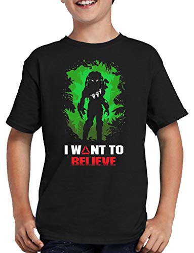 Predator I Want to Believe T-Shirt Kinder 134/146 Schwarz von TShirt-People