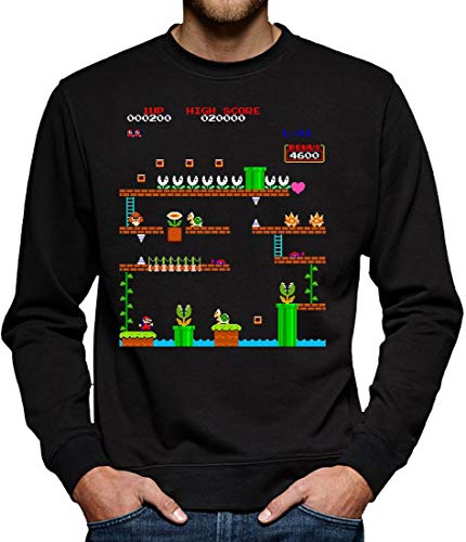 Retro Mario 1UP Sweatshirt Pullover Herren M Schwarz von TShirt-People