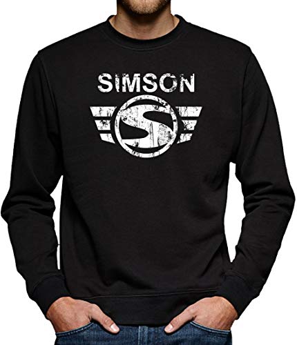 Simson Logo Sweatshirt Pullover Herren L Schwarz von TShirt-People