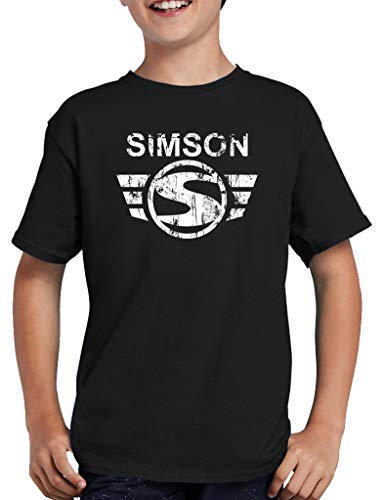 Simson Logo T-Shirt Kinder 134/146 Schwarz von TShirt-People