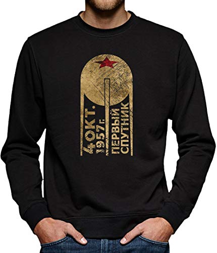 Sputnik CCCP Satellite Sweatshirt Pullover Herren L Schwarz von TShirt-People