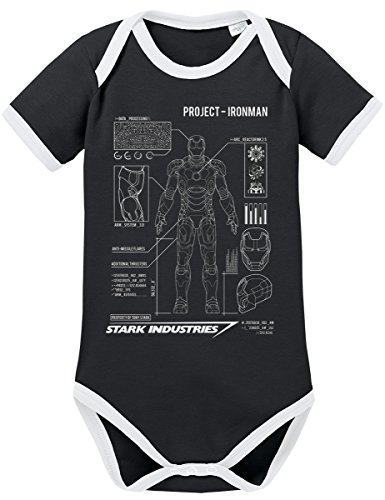 TSP Project Ironman Kontrast Baby Body 80 Schwarz von TShirt-People