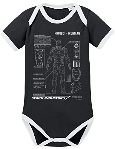 TSP Project Ironman Kontrast Baby Body 86 92 Schwarz von TShirt-People