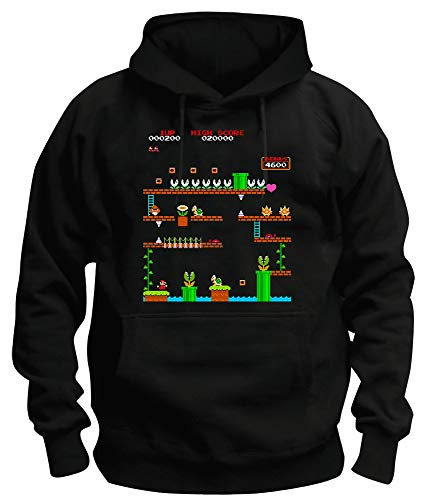 TSP Retro Mario 1UP Kapuzen-Sweatshirt Herren S Schwarz von TShirt-People