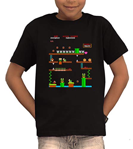 TSP Retro Mario 1UP T-Shirt Kinder 134/146 Schwarz von TShirt-People