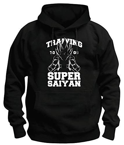 TSP Training Super Saiyan Kapuzen-Sweatshirt Herren L Schwarz von TShirt-People