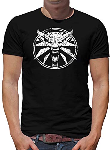 TShirt-People Circle Wolf Medallion Gamer T-Shirt Herren M Schwarz von TShirt-People