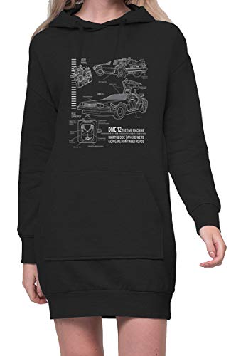 TShirt-People DMC-12 Blueprint Hoodiekleid Damen XXL Schwarz von TShirt-People