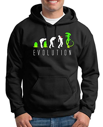 TShirt-People Evolution Alien Kapuzenpullover Herren M Schwarz von TShirt-People