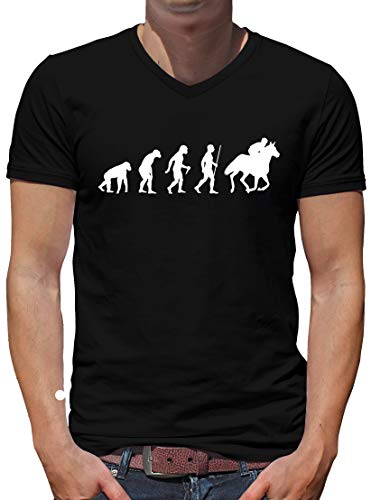 TShirt-People Evolution Pferd V-Kragen T-Shirt Herren Reiter Sprüche Fun XL Schwarz von TShirt-People