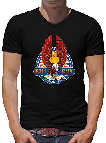 TShirt-People Fall Guy Assoc V-Kragen T-Shirt Herren L Schwarz von TShirt-People