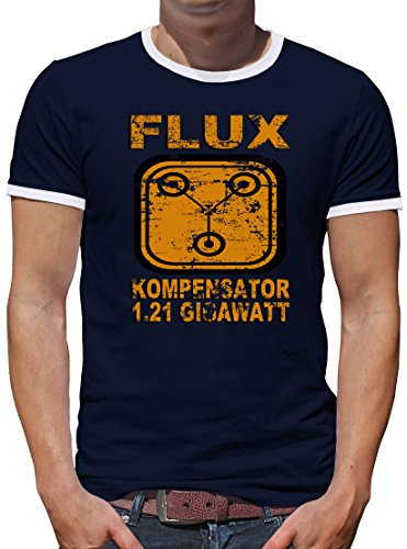 TShirt-People Flux Kompensator 1.21 Gigawatt Kontrast T-Shirt Herren L Dunkelblau von TShirt-People