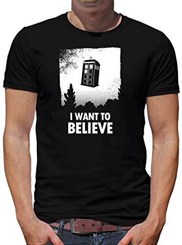 TShirt-People I Want to Believe Who T-Shirt Herren Tardis Dalek Dr Time 5XL Schwarz von TShirt-People