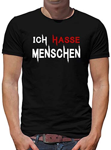 TShirt-People Ich Hasse Menschen T-Shirt Herren Spruch Lustig Cool XXXL Schwarz von TShirt-People