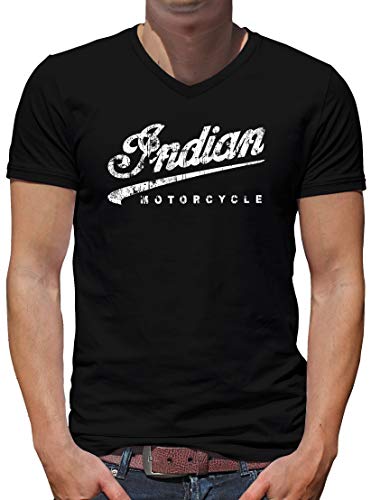 TShirt-People Indian Motorcycle V-Kragen T-Shirt Herren M Schwarz von TShirt-People