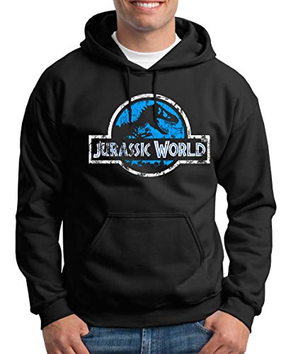 TShirt-People Jurassic World Distressed Logo Kapuzenpullover Herren S Schwarz von TShirt-People