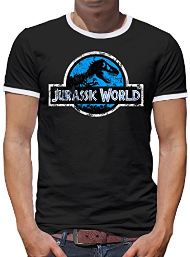 TShirt-People Jurassic World Distressed Logo Kontrast T-Shirt Herren L Schwarz von TShirt-People