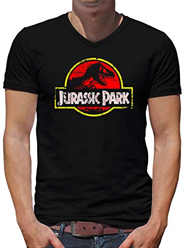 TShirt-People Jurassic World Distressed Logo V-Kragen T-Shirt Herren XL Schwarz von TShirt-People