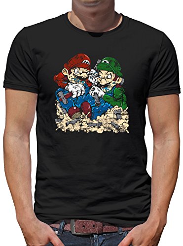 TShirt-People Mario vs Jason T-Shirt Herren L Schwarz von TShirt-People