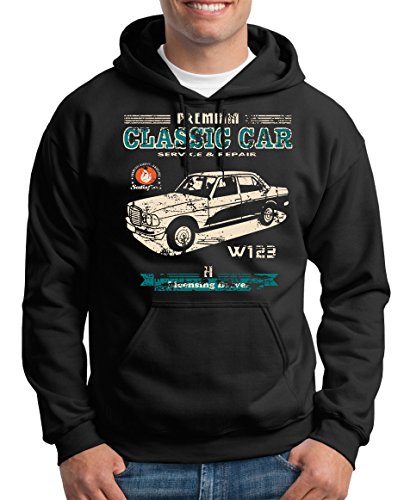 TShirt-People Oldtimer Typ W123 Youngtimer Benz Kapuzenpullover Herren L Schwarz von TShirt-People