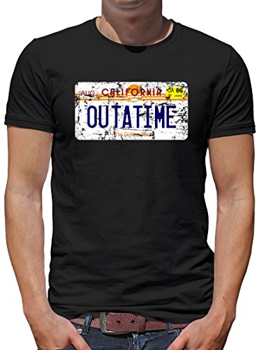 TShirt-People Outatime License Plate T-Shirt Herren XXL Schwarz von TShirt-People