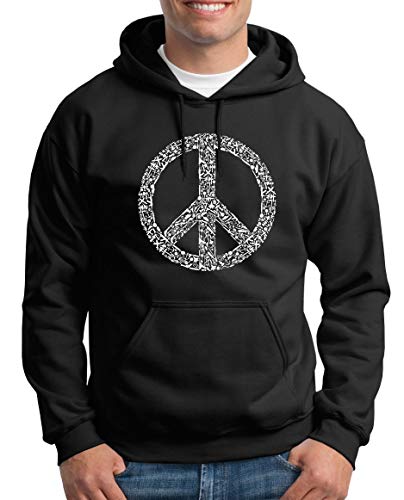 TShirt-People Peace Symbol Kapuzenpullover Herren Love no War 5XL Schwarz von TShirt-People