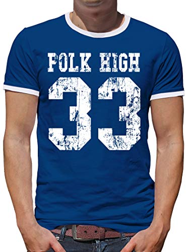 TShirt-People Polk High 33 Bundy Kontrast T-Shirt Herren L Royalblau von TShirt-People