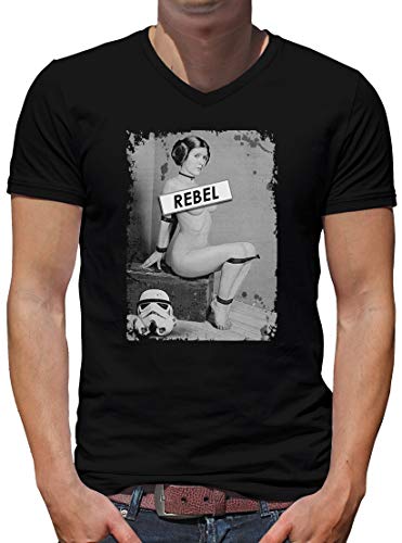 TShirt-People Rebel Leia V-Kragen T-Shirt Herren 4XL Schwarz von TShirt-People