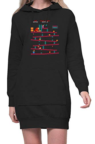 TShirt-People Retro Donkey Kong Hoodiekleid Damen XL Schwarz von TShirt-People