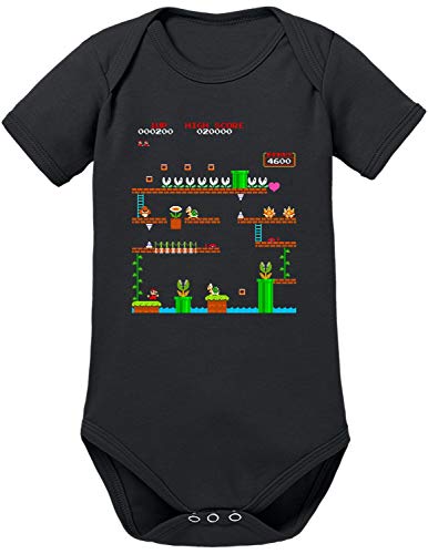 TShirt-People Retro Mario 1UP Baby Body 62 Schwarz von TShirt-People