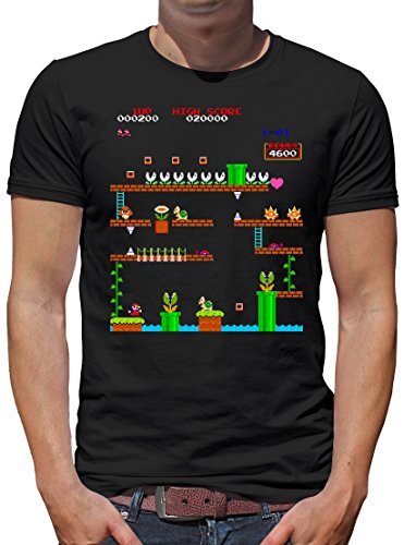 TShirt-People Retro Mario 1UP T-Shirt Herren S Schwarz von TShirt-People