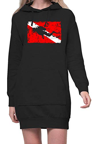 TShirt-People Taucherflagge Hoodiekleid Damen L Schwarz von TShirt-People