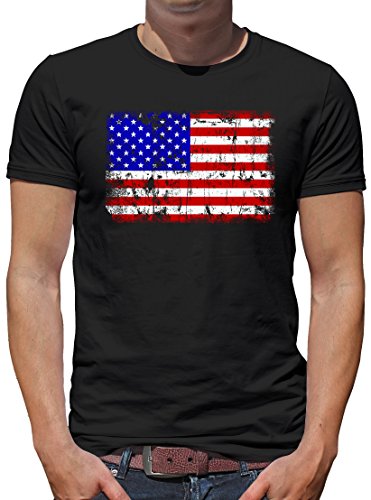 TShirt-People USA Vintage Flagge Fahne T-Shirt Herren L Schwarz von TShirt-People