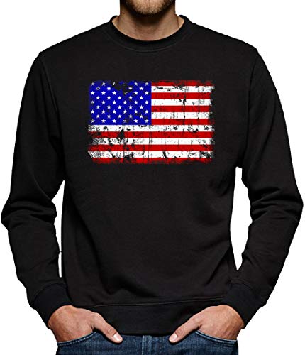 USA Vintage Flagge Fahne Sweatshirt Pullover Herren 4XL Schwarz von TShirt-People