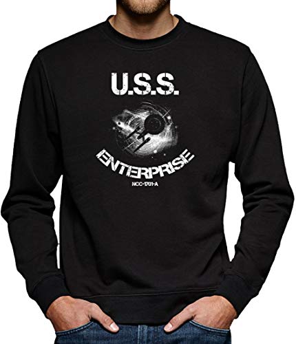 USS Enterprise Sweatshirt Pullover Herren L Schwarz von TShirt-People