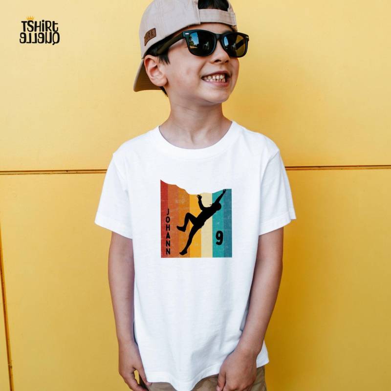 Boulder T-Shirt Oder Sweatshirt Für Kinder - Personalisiert Mit Name Und Zahl Indoor Kletter Geburtstagsshirt 5 6 7 8 9 10 von TShirtQuelle