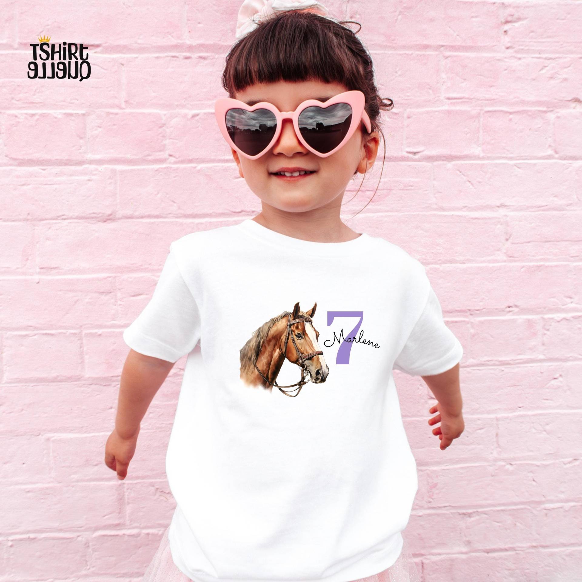 Pferdekopf T-Shirt Oder Sweatshirt Kinder - Personalisiert Mit Name Und Zahl Pferde Shirt Mädchen Reiten Geburtstag 5 6 7 8 9 10 11 von TShirtQuelle
