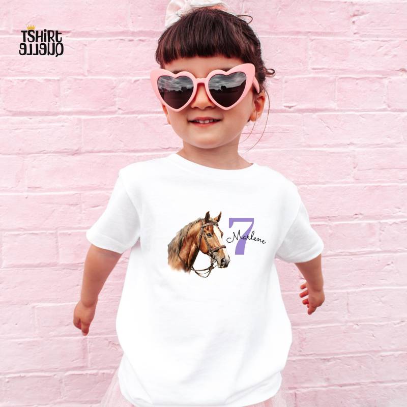 Pferdekopf T-Shirt Oder Sweatshirt Kinder - Personalisiert Mit Name Und Zahl Pferde Shirt Mädchen Reiten Geburtstag 5 6 7 8 9 10 11 von TShirtQuelle