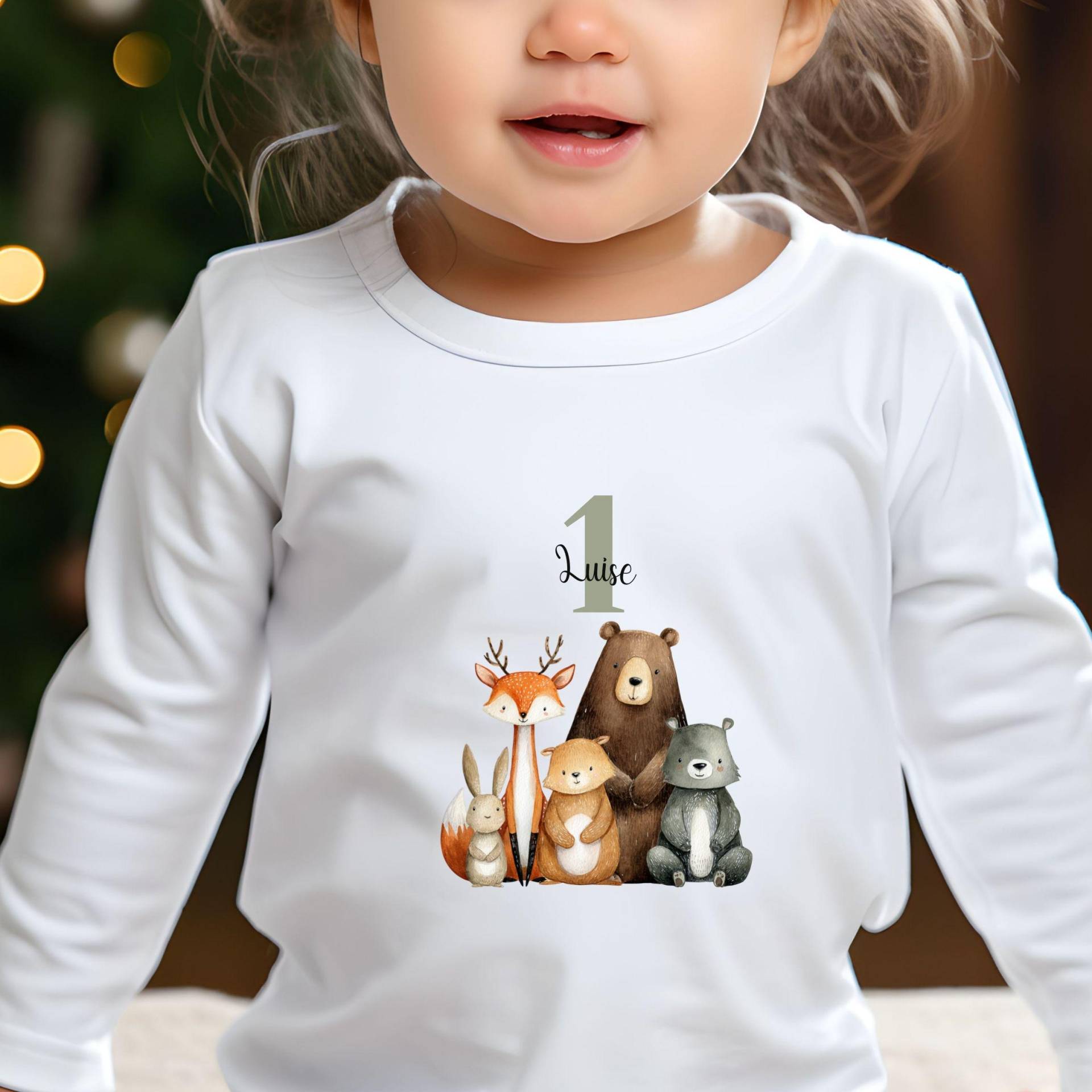 Waldtiere Baby T-Shirt Oder Langarmshirt - Personalisiert Mit Name Und Zahl Geschenk Zum 1 2 3 Geburtstag von TShirtQuelle